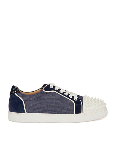 Christian Louboutin Vieira Spike Denim Flats, front view