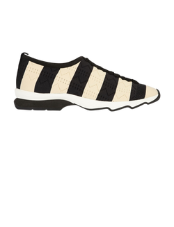 Fendi FF Striped Slip On Sneakers, Fabric, Black/Cream, UK8, Db/B, 3*