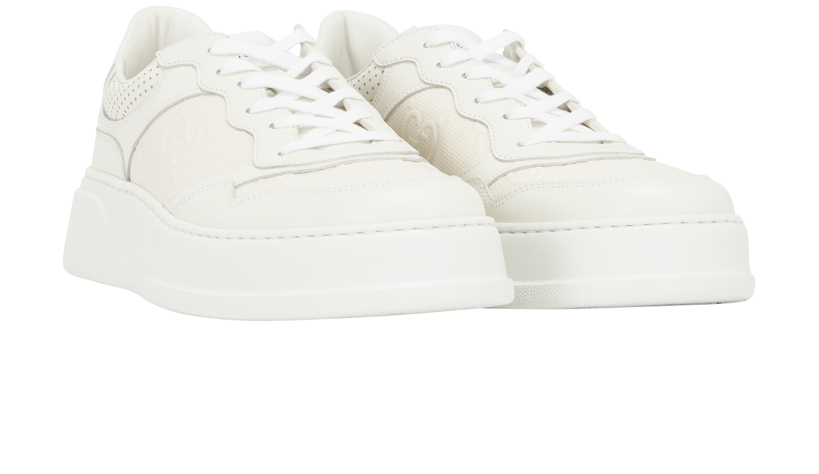Gucci GG Chunky Trainers, &pound;350, Shoes, White, Leather, Side view