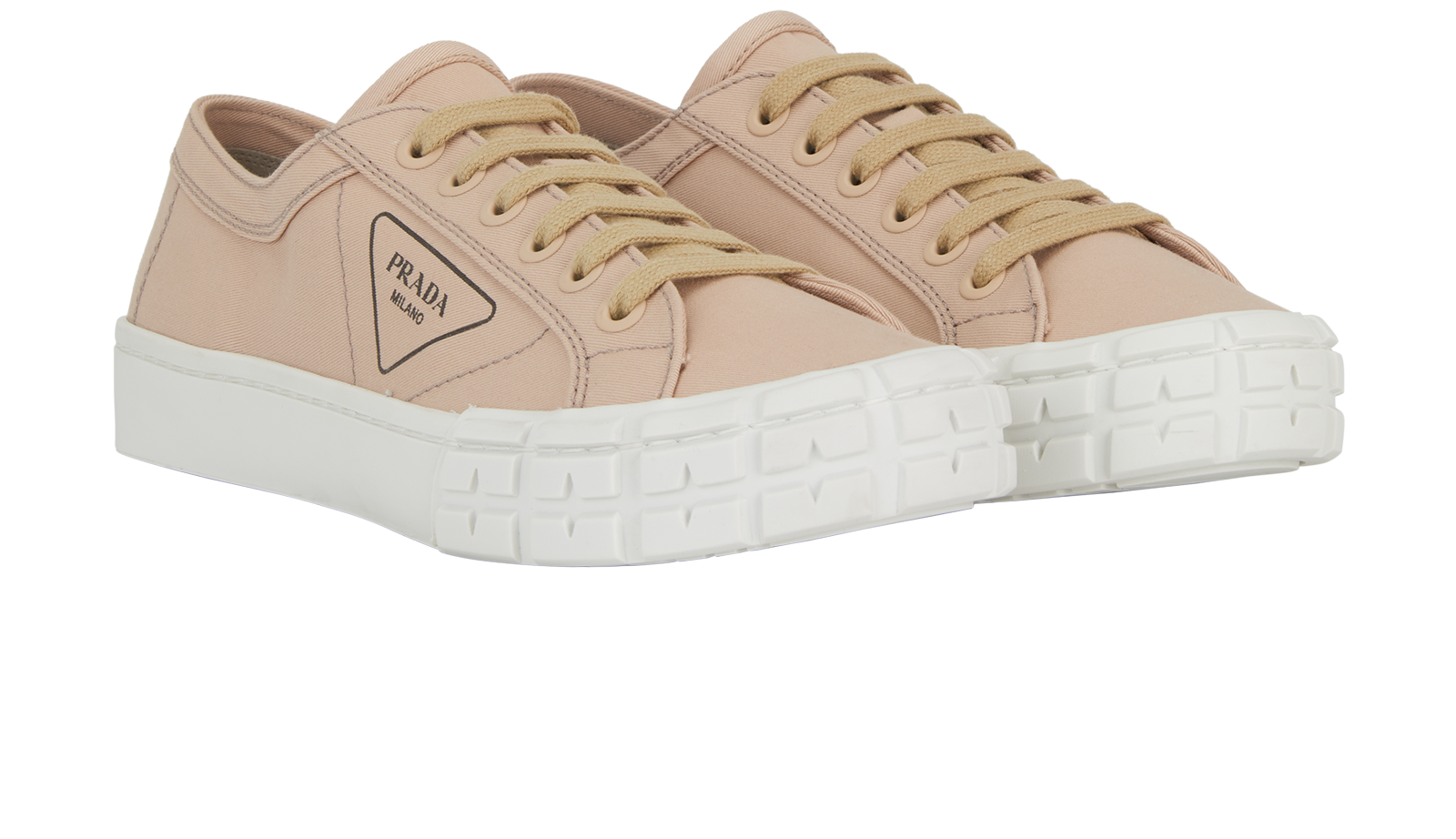Prada Gabardine Wheel Trainers, &pound;320, Shoes, Beige, Canvas, Side view