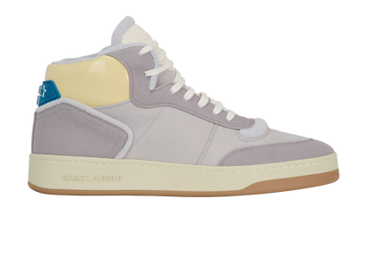 Saint Laurent SL80 High Top Trainers, &pound;250, Shoes, Grey, Fabric, Front view