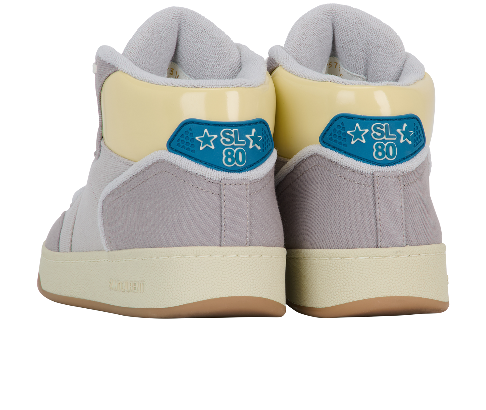 Saint Laurent SL80 High Top Trainers, &pound;250, Shoes, Grey, Fabric, Back view
