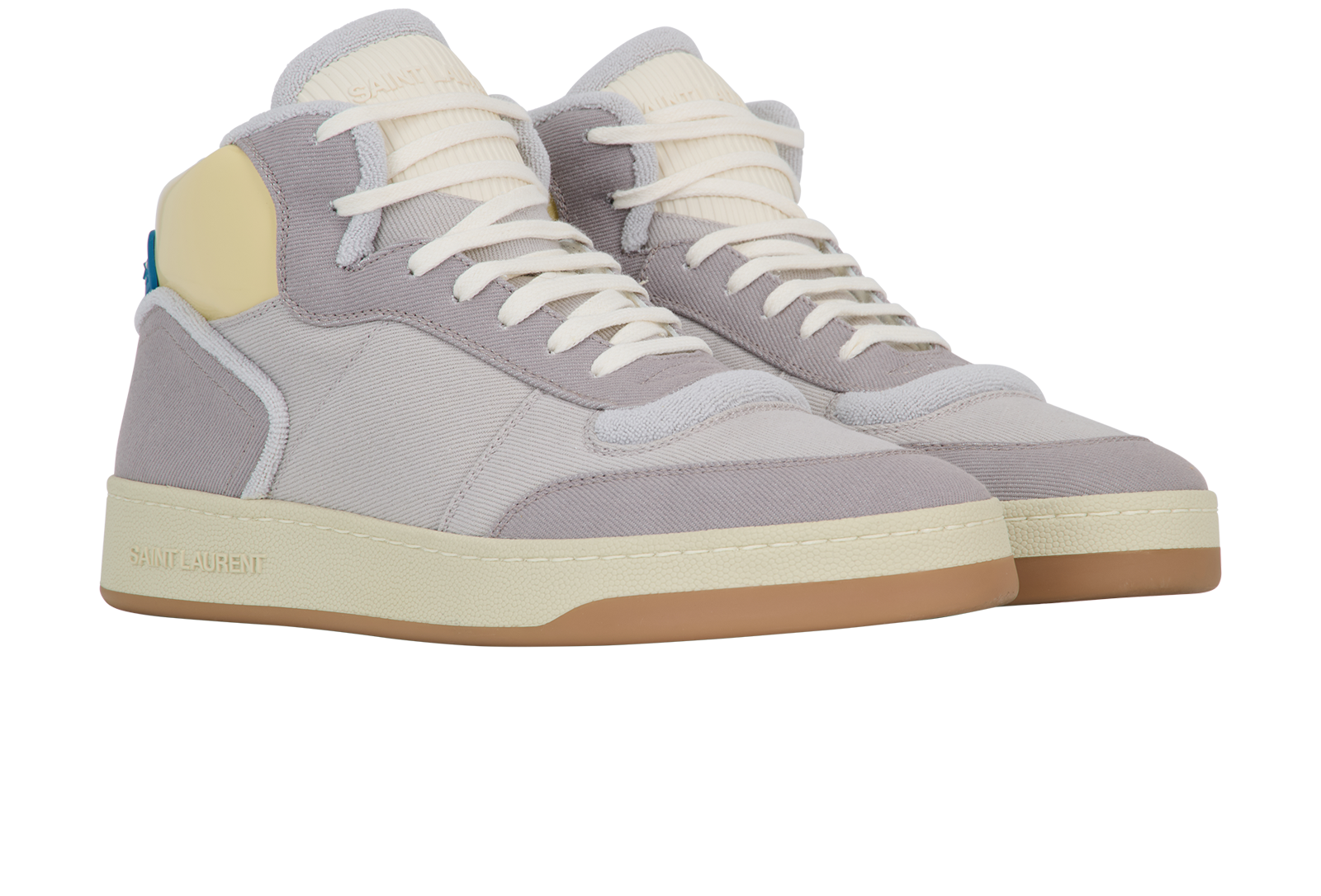 Saint Laurent SL80 High Top Trainers, &pound;250, Shoes, Grey, Fabric, Side view