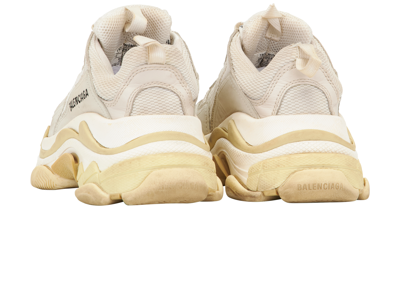 Balenciaga Triple S Trainers, &pound;195, Shoes, Beige, Mesh, Back view