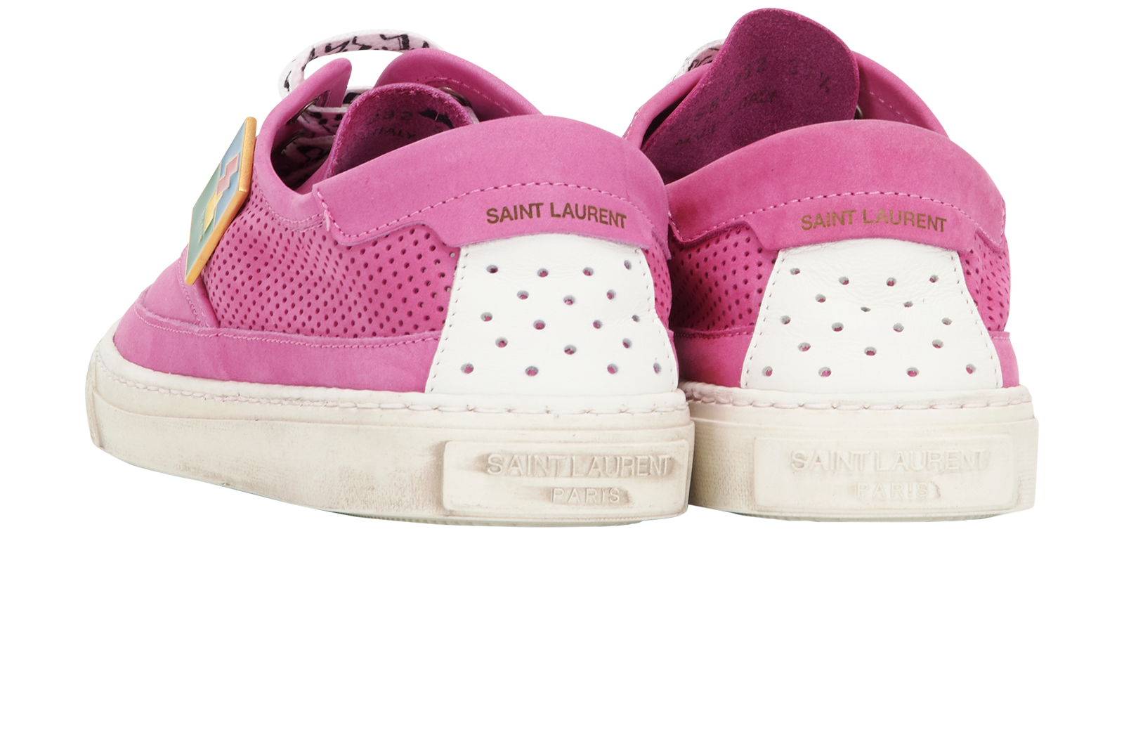 Saint Laurent Perforated Trainers, &pound;120, Shoes, Pink, Suede, Back view