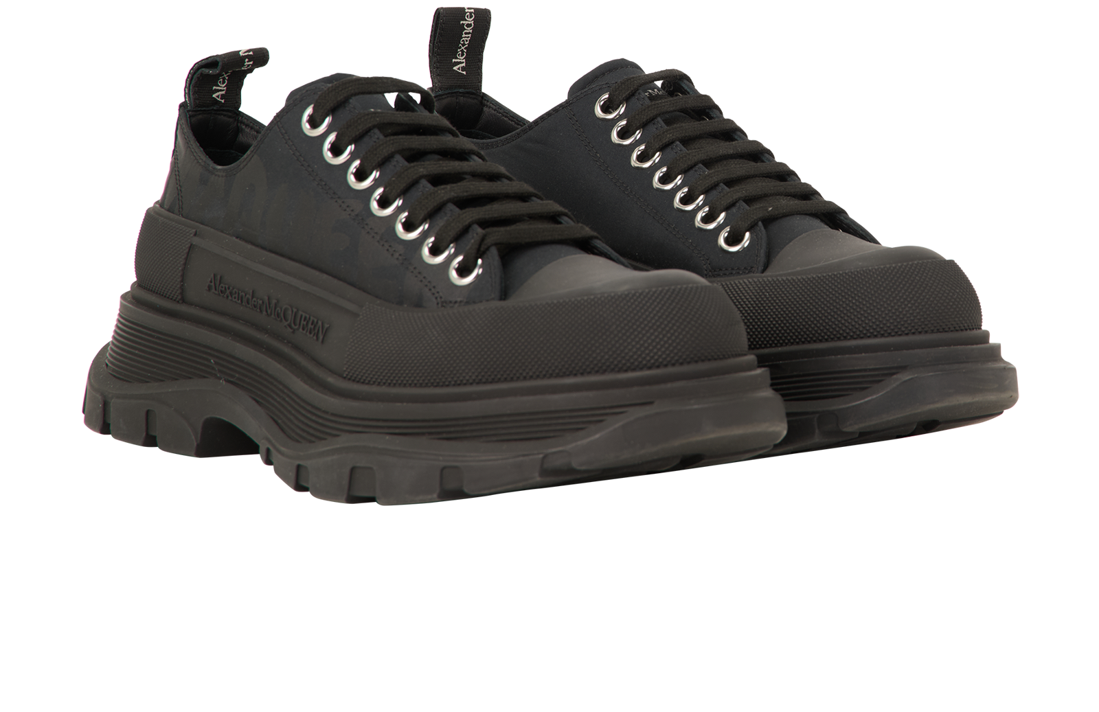 Alexander McQueen Tread Graffiti Trainers, &pound;175, Shoes, Black, Canvas, Side view