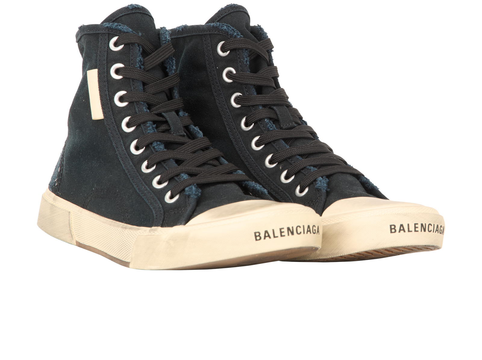 Balenciaga Paris High Top Trainers, &pound;220, Shoes, Black, Canvas, Side view