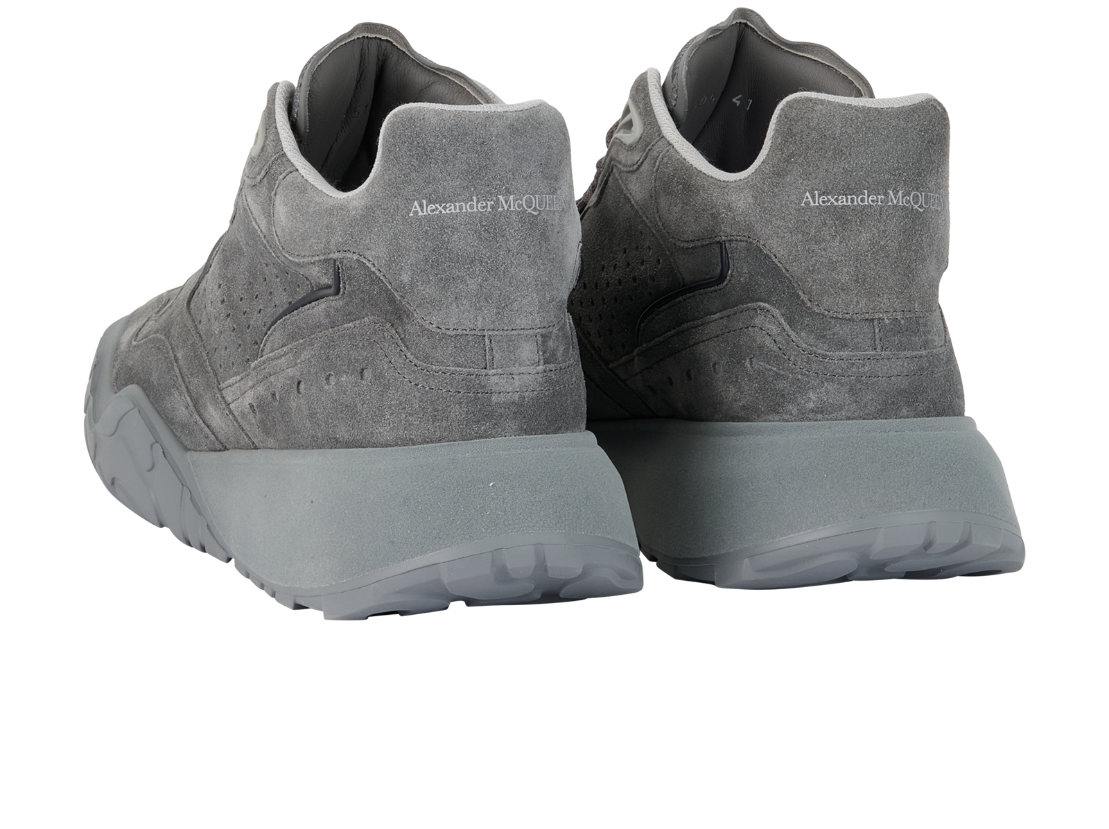 Alexander McQueen Basket Trainers, &pound;295, Shoes, Grey, Suede, Back view