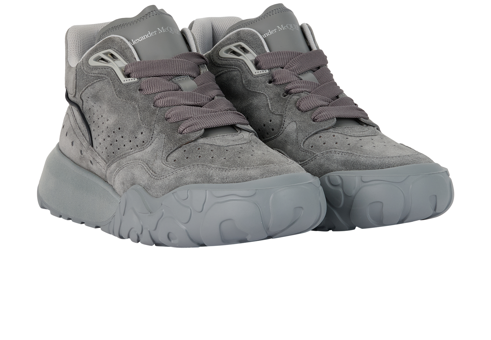 Alexander McQueen Basket Trainers, &pound;295, Shoes, Grey, Suede, Side view