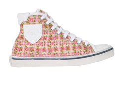 Saint Laurent Distressed-Effect Bedford Trainers, Fabric, Pink, UK 3, 3*