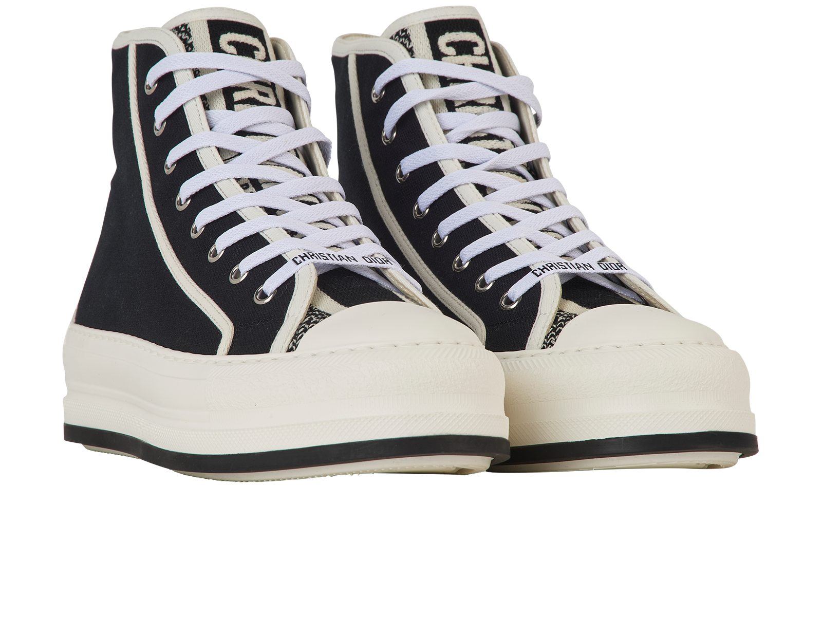 Christian Dior Walk'N'Dior Platform Trainers, &pound;395, Shoes, Blue, Canvas, Side view