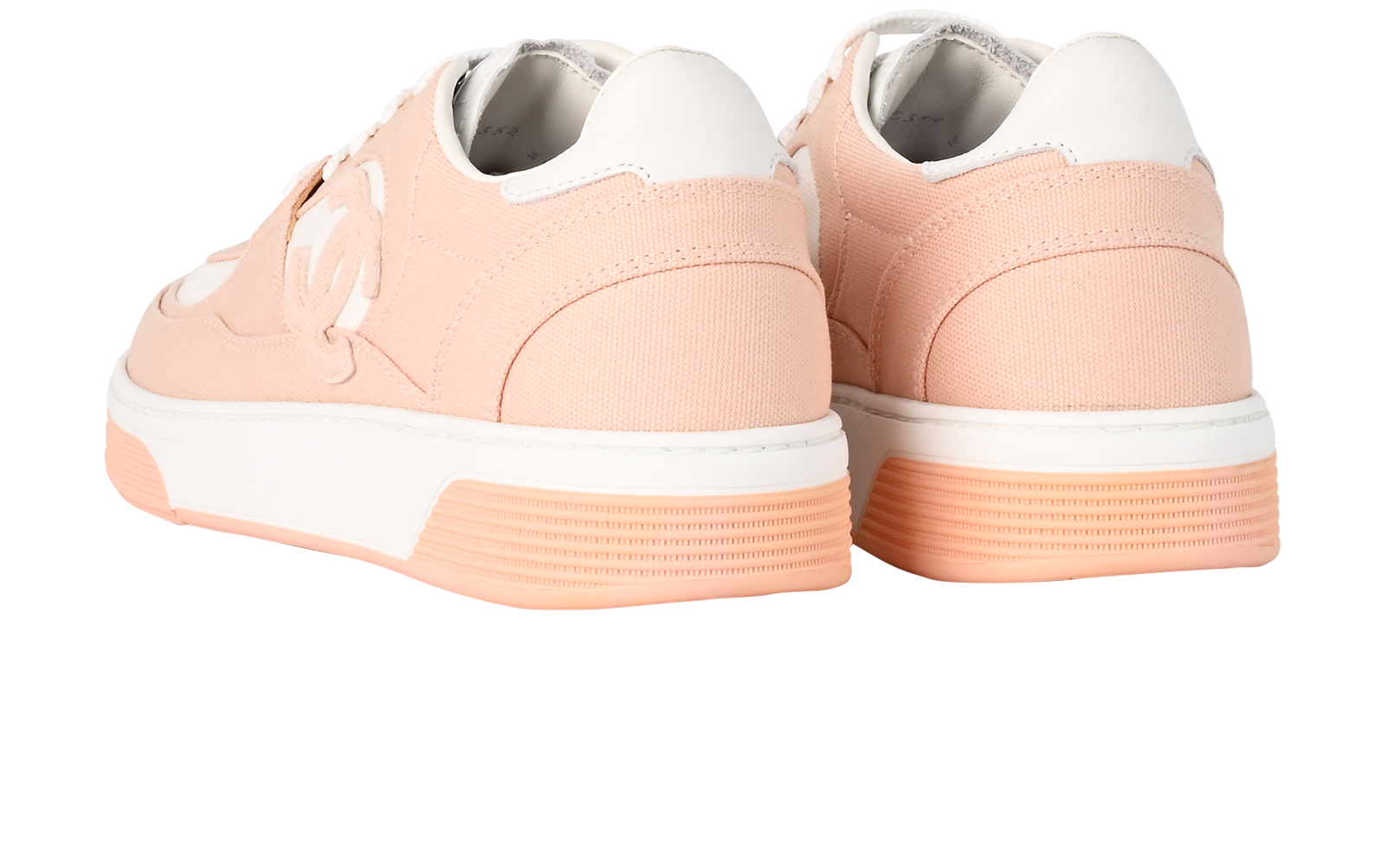 Chanel CC Low Top Trainers, &pound;550, Shoes, Pink/White, Canvas/Leather, Back view