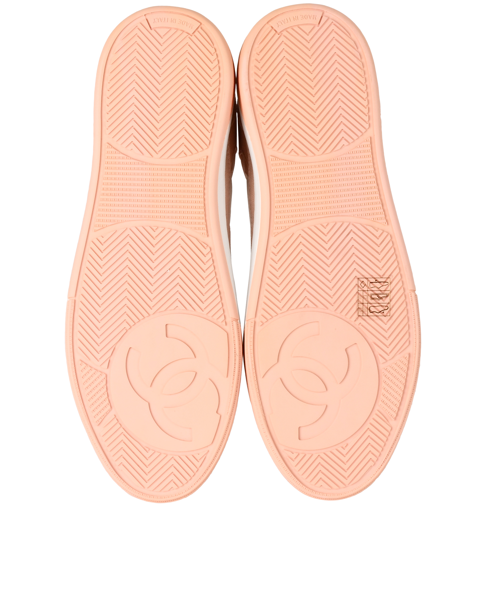 Chanel CC Low Top Trainers, &pound;550, Shoes, Pink/White, Canvas/Leather, Top view