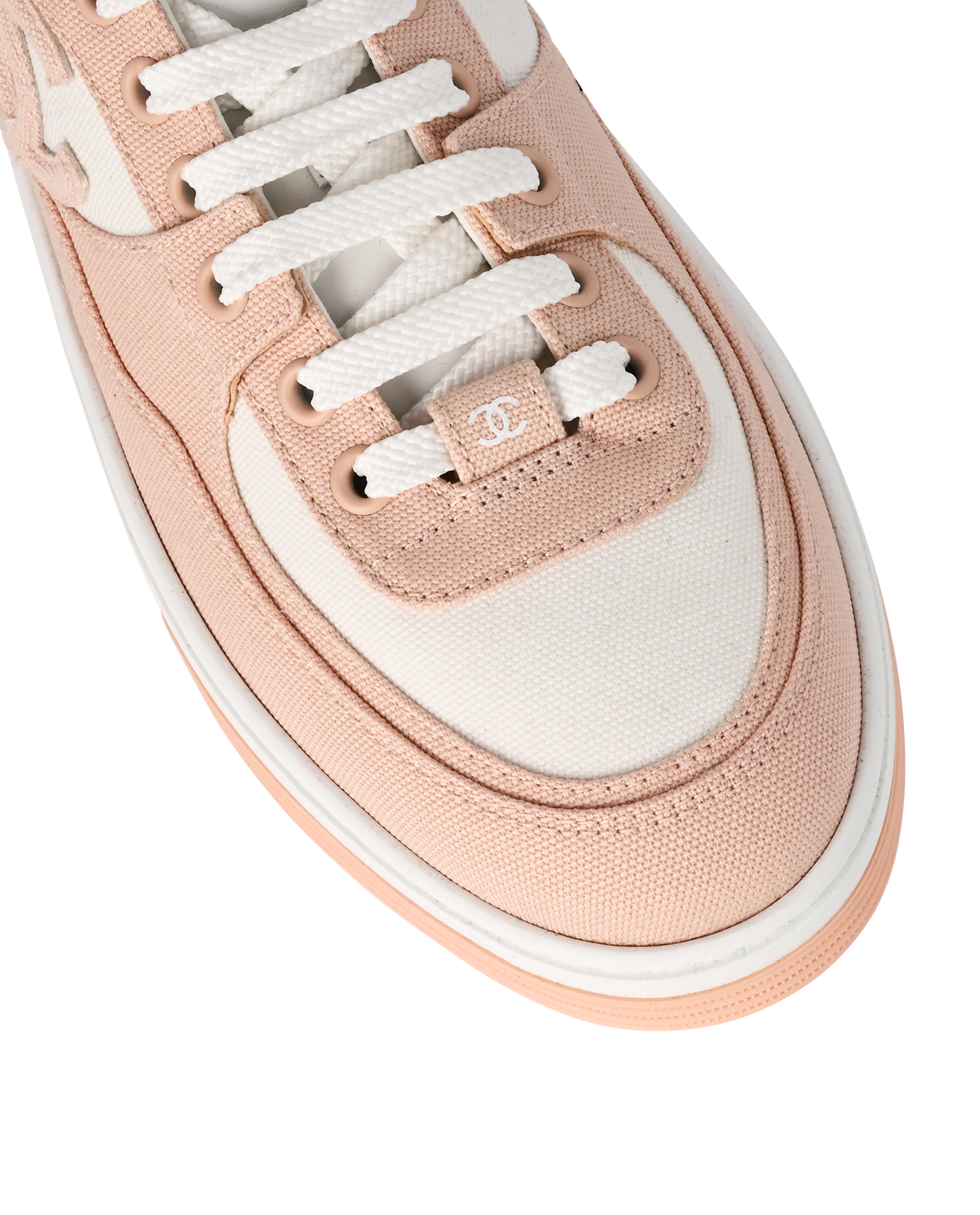Chanel CC Low Top Trainers, &pound;550, Shoes, Pink/White, Canvas/Leather, Other view