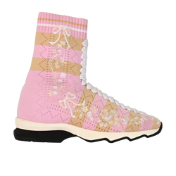 Fendi Bow Sock Trainers, Fabric, Pink/Beige, UK3, 2*