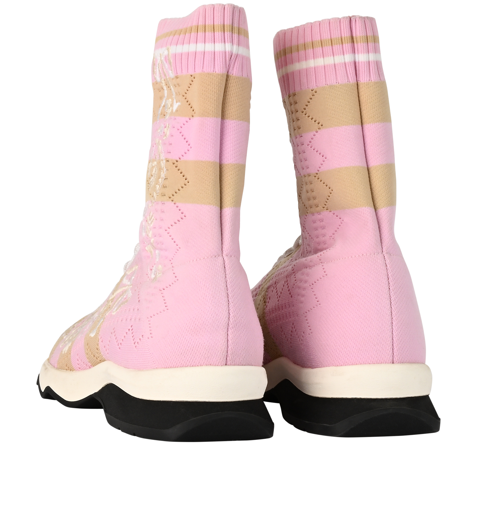 Fendi Bow Sock Trainers, &pound;250, Shoes, Beige/Pink, Fabric, Back view