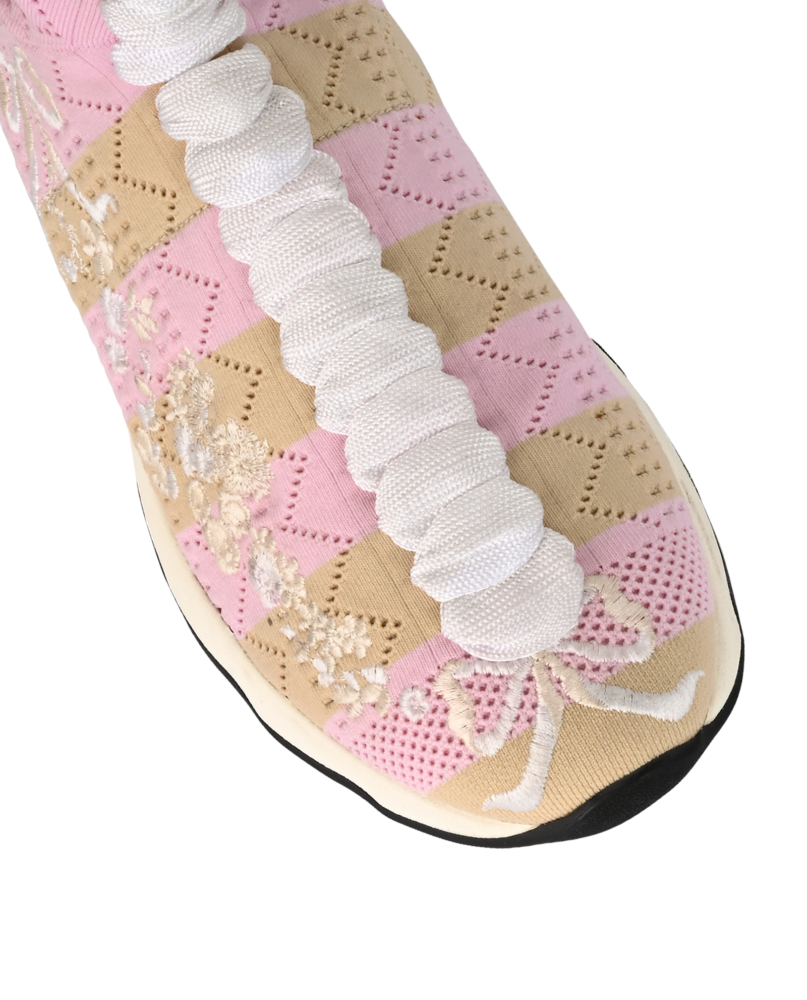Fendi Bow Sock Trainers, &pound;250, Shoes, Beige/Pink, Fabric, Other view