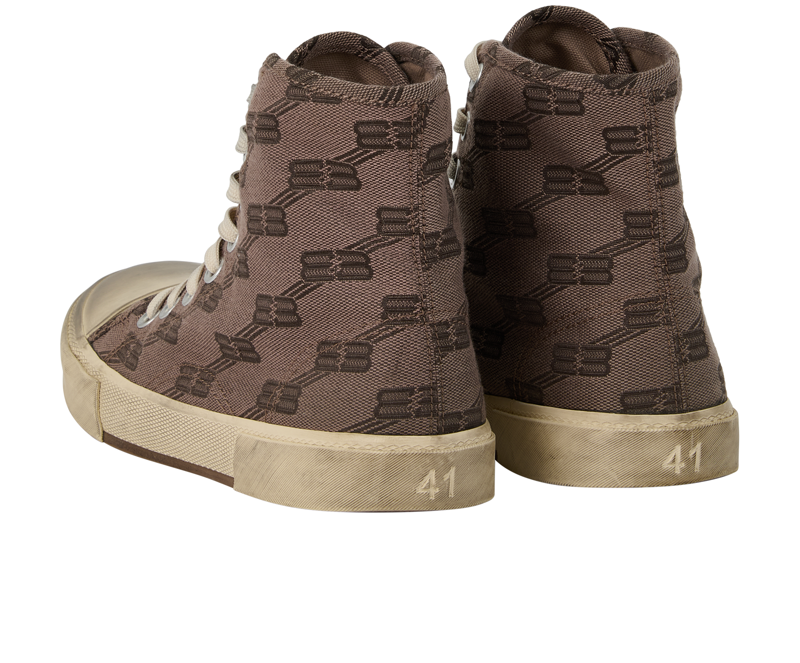 Balenciaga Paris High Top Trainers, &pound;250, Shoes, Brown, Canvas, Back view
