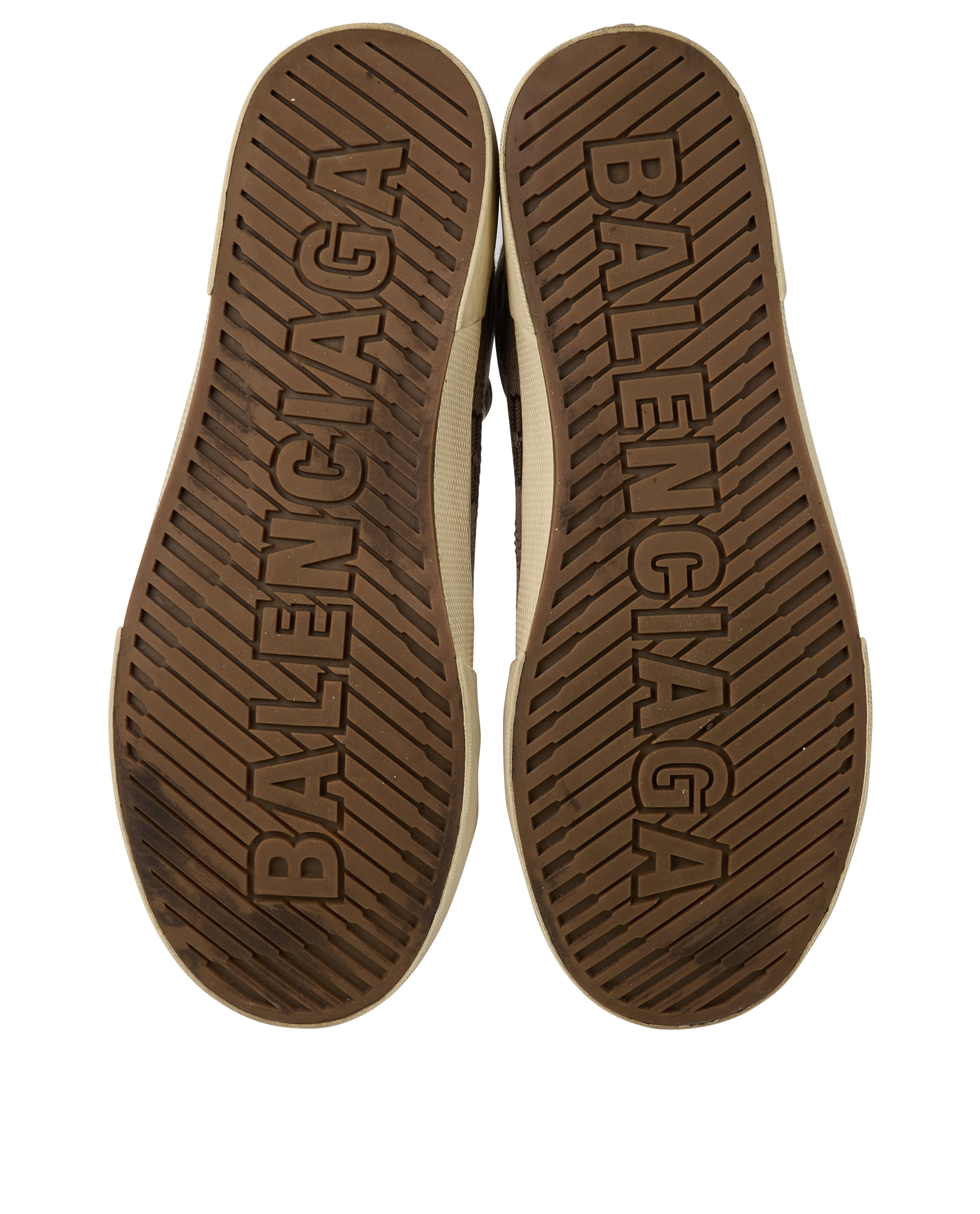 Balenciaga Paris High Top Trainers, &pound;250, Shoes, Brown, Canvas, Top view