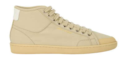 Saint Laurent SL39 Mid Top Trainers, &pound;220, Shoes, Beige, Canvas, Front view