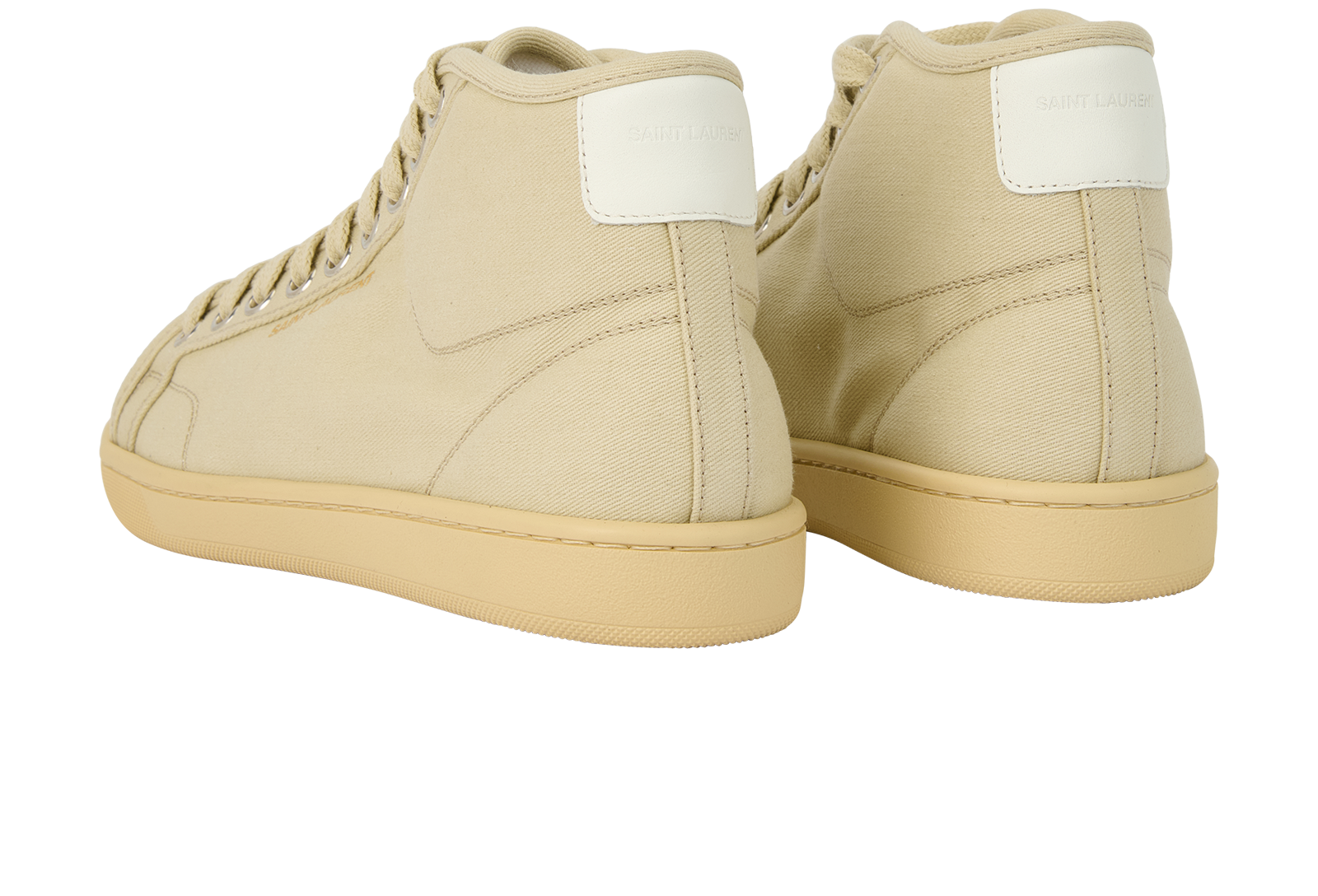 Saint Laurent SL39 Mid Top Trainers, &pound;220, Shoes, Beige, Canvas, Back view