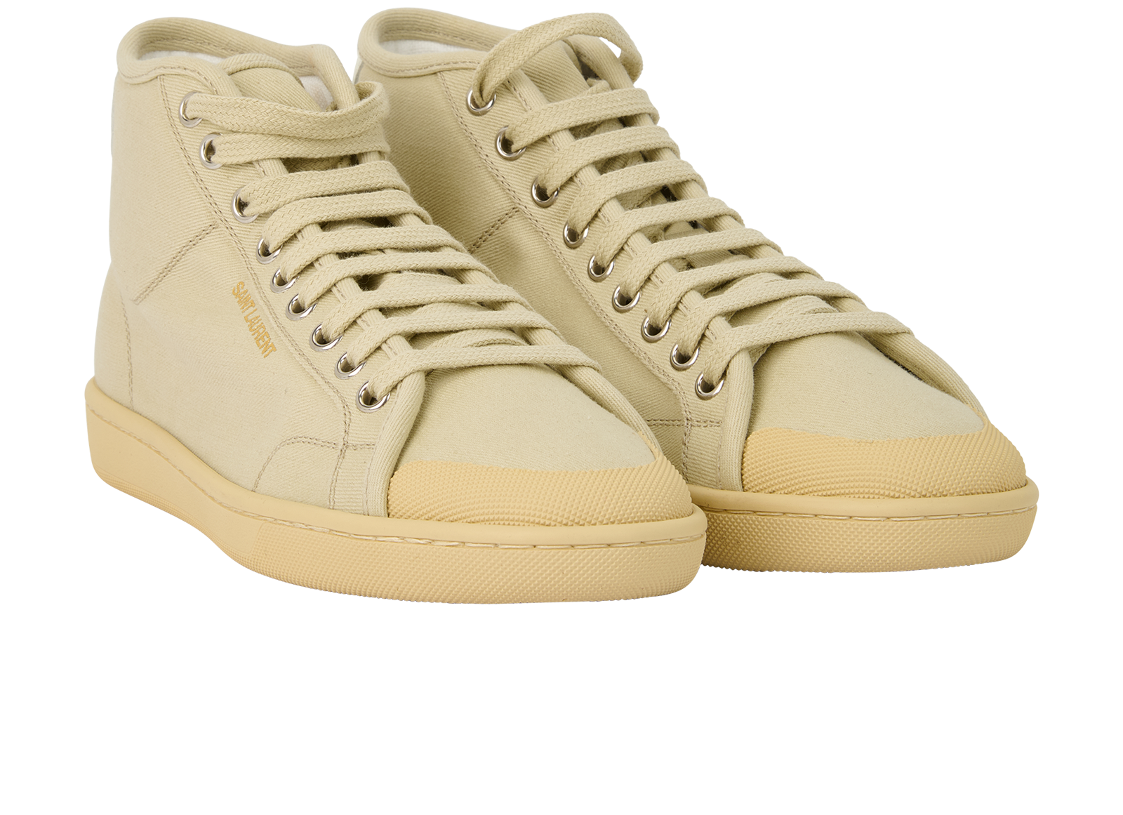 Saint Laurent SL39 Mid Top Trainers, &pound;220, Shoes, Beige, Canvas, Side view