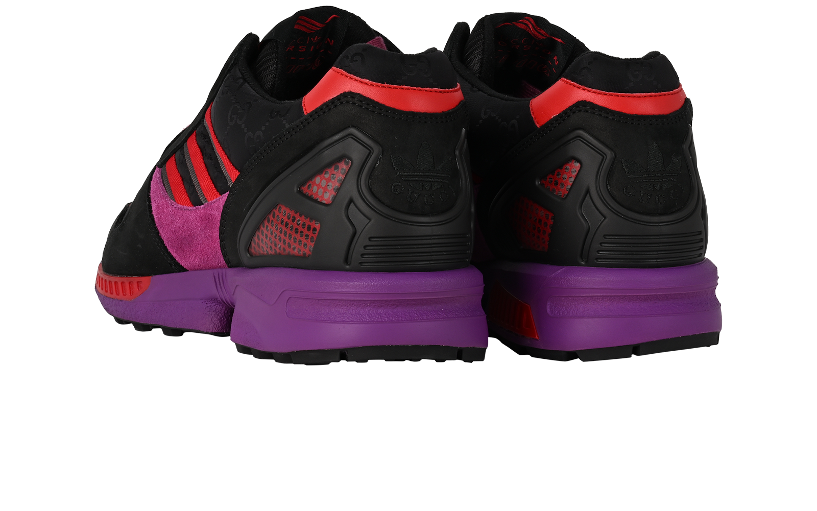 Gucci X Adidas ZX8000 Torsion Trainers, &pound;395, Shoes, Black/Purple/Red, Suede, Back view