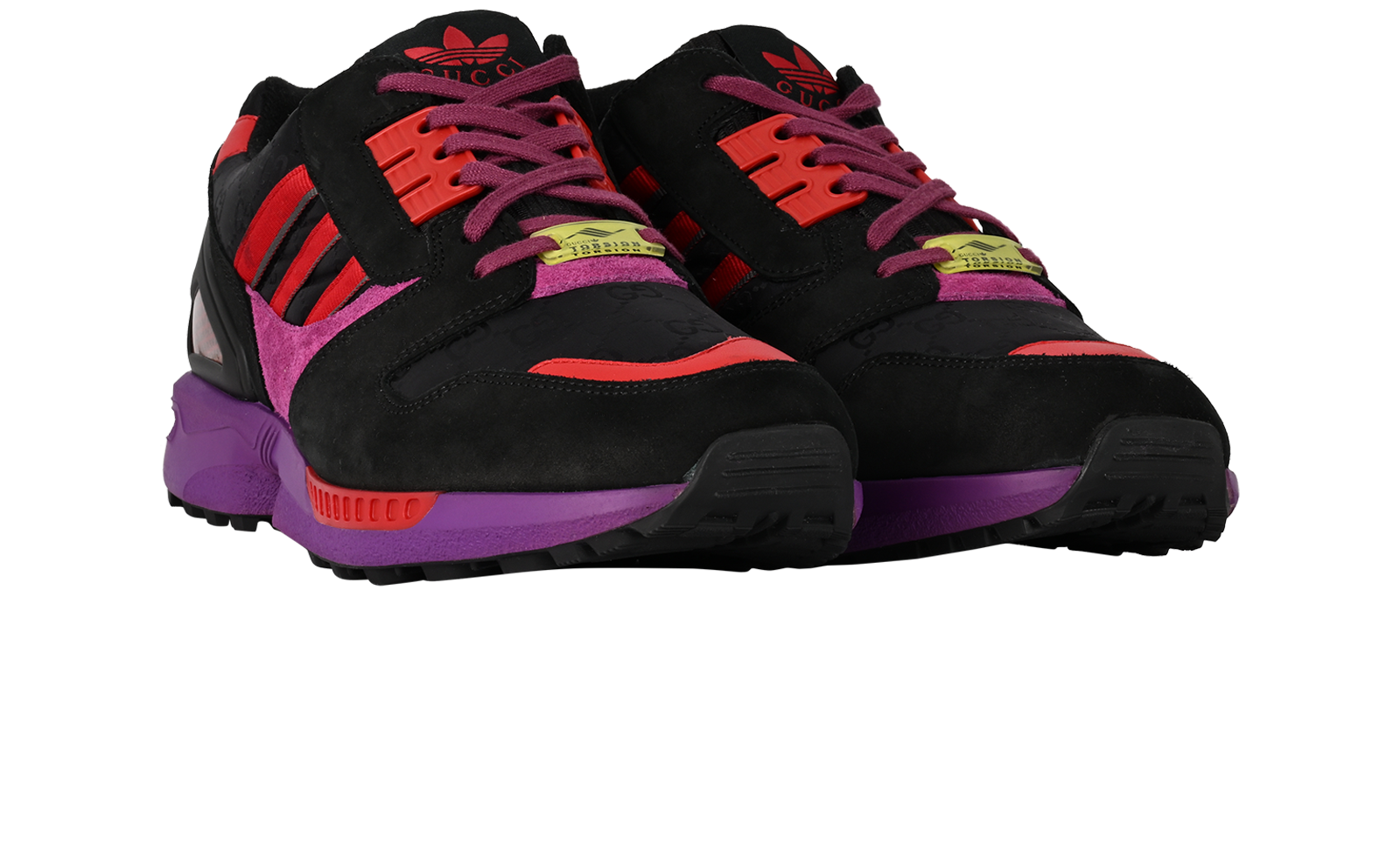 Gucci X Adidas ZX8000 Torsion Trainers, &pound;395, Shoes, Black/Purple/Red, Suede, Side view