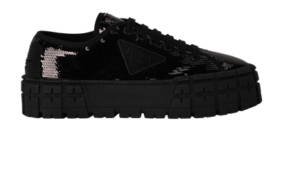 Prada Double Wheel Trainers, £250, Shoes, Black, Sequins, Front view