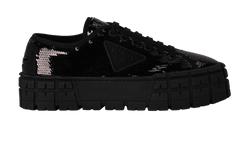 Prada Double Wheel Trainers, Sequin, Black, UK5.5, B, 3*