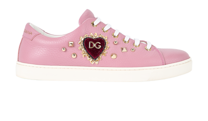 Dolce & Gabbana Sacred Heart Print Trainers, £230, Shoes, Pink, Leather, Front view