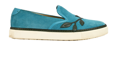 Hermes Slip On Trainers, &pound;180, Shoes, Blue, Suede, Front view