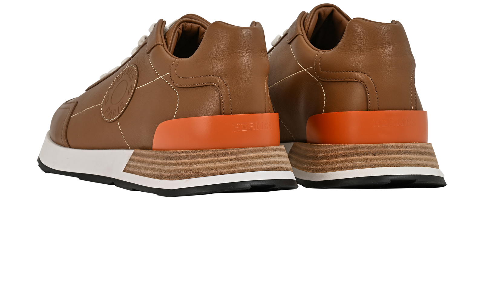 Hermes Drive Sneakers, &pound;350, Shoes, Brown, Leather, Back view