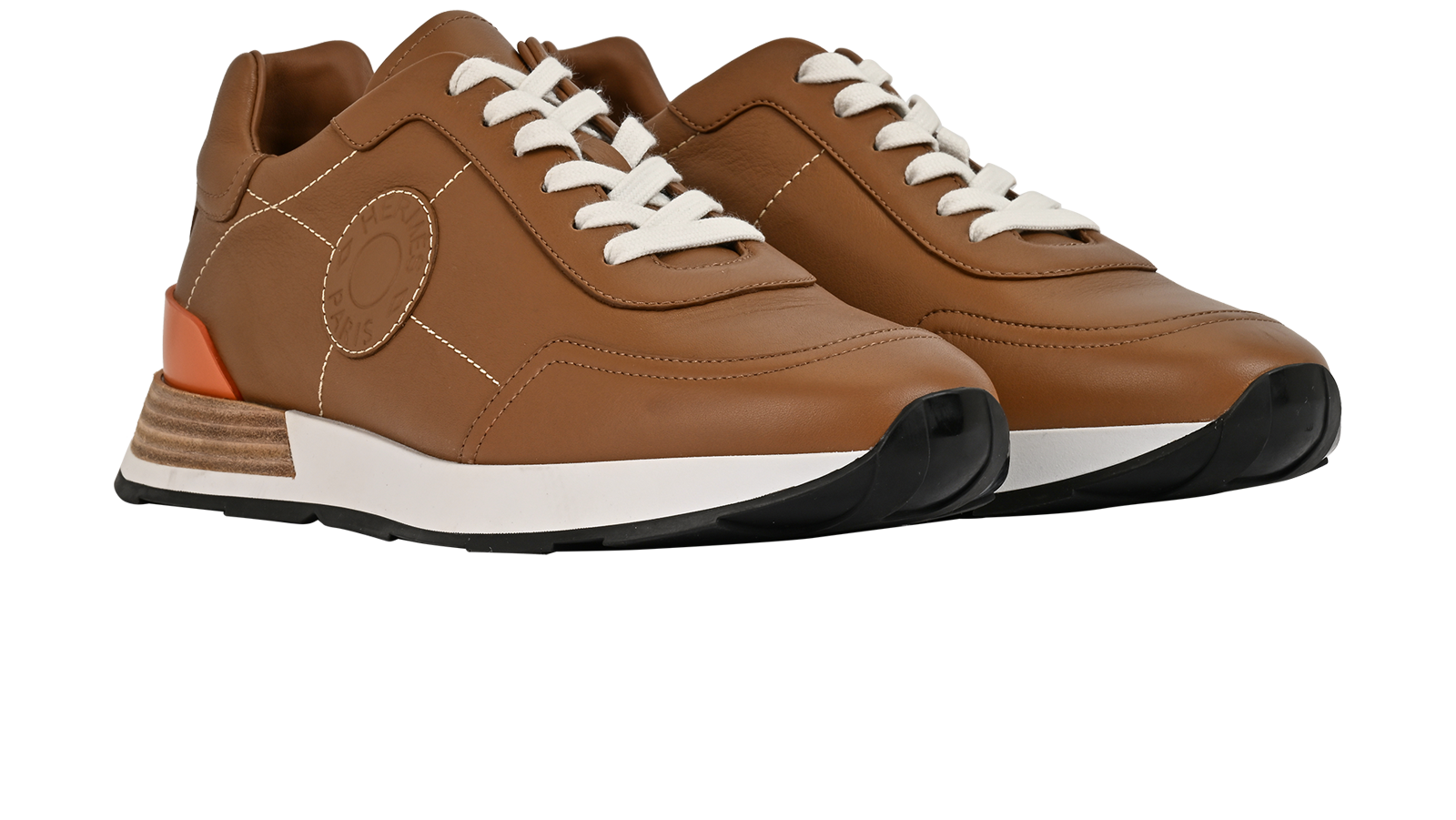 Hermes Drive Sneakers, &pound;350, Shoes, Brown, Leather, Side view