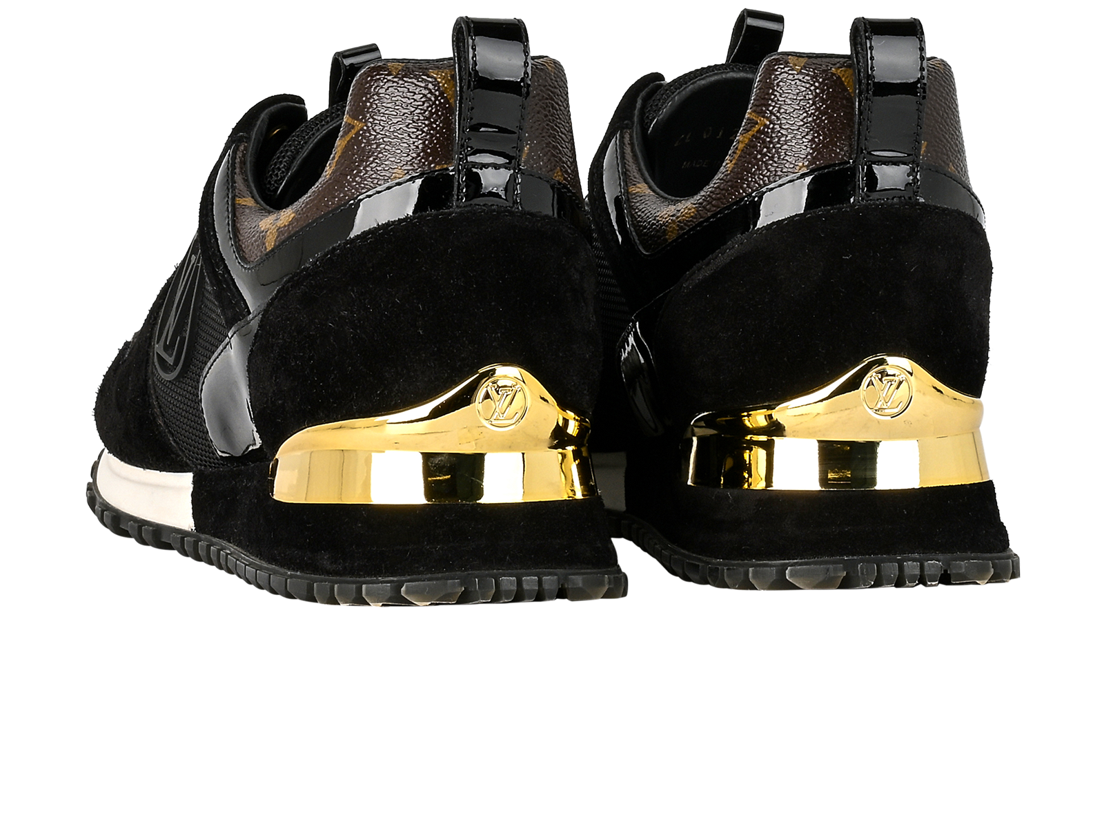 Louis Vuitton Run Away Trainers, &pound;495, Shoes, Black, Canvas/Suede, Back view