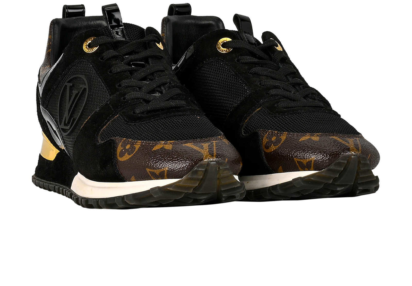 Louis Vuitton Run Away Trainers, &pound;495, Shoes, Black, Canvas/Suede, Side view