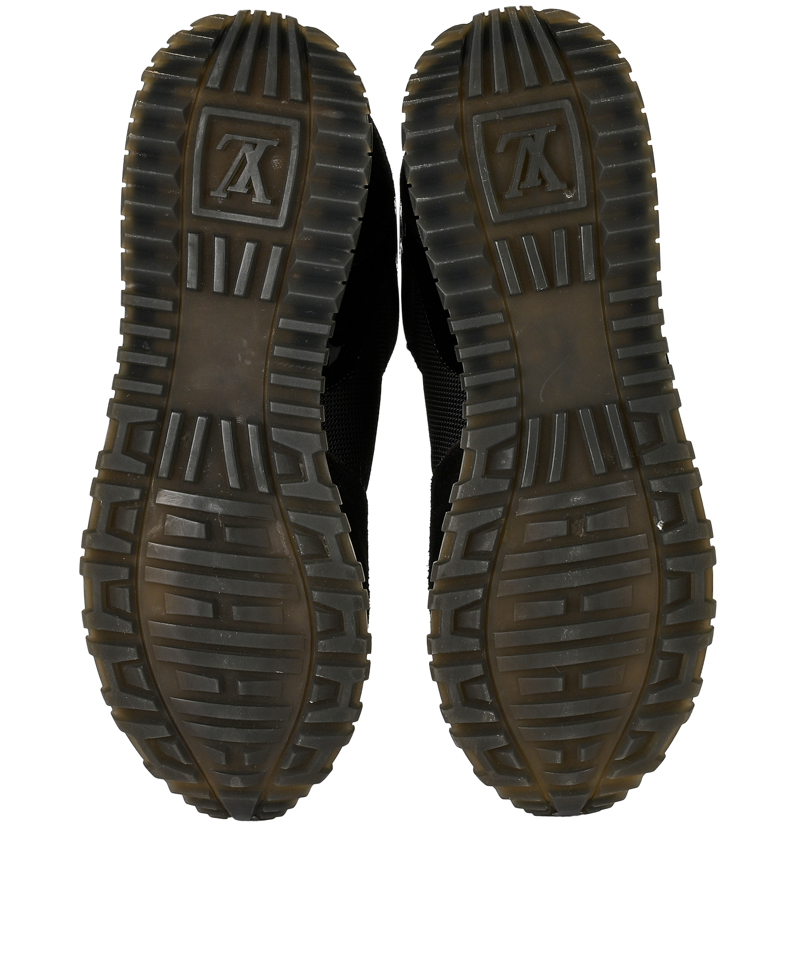 Louis Vuitton Run Away Trainers, &pound;495, Shoes, Black, Canvas/Suede, Top view