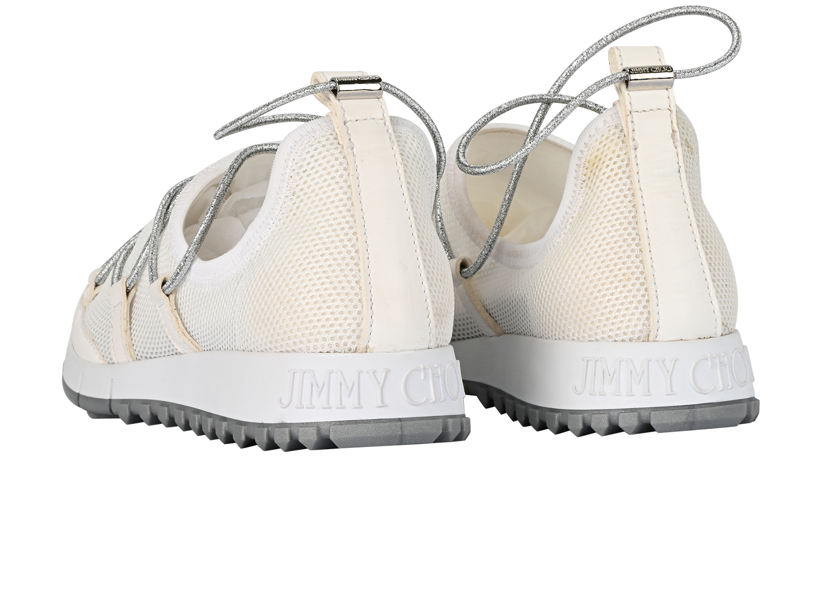 Jimmy Choo Andrea Trainers, &pound;160, Shoes, Silver/White, Mesh, Back view