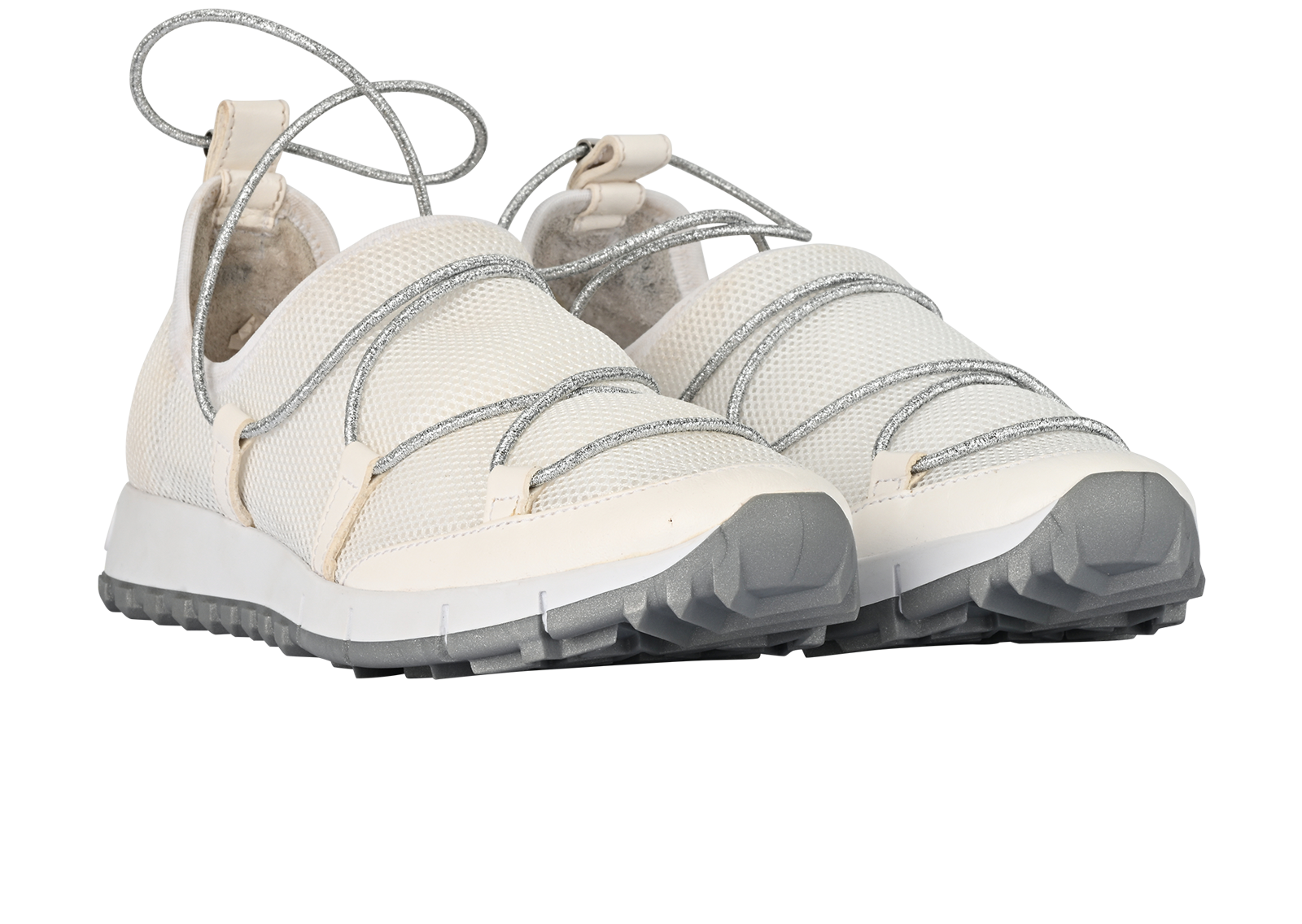 Jimmy Choo Andrea Trainers, &pound;160, Shoes, Silver/White, Mesh, Side view
