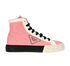 Prada Double Wheel High Top Trainers, &pound;320, Shoes, Black/Pink/White, Canvas/Rubber, Front view