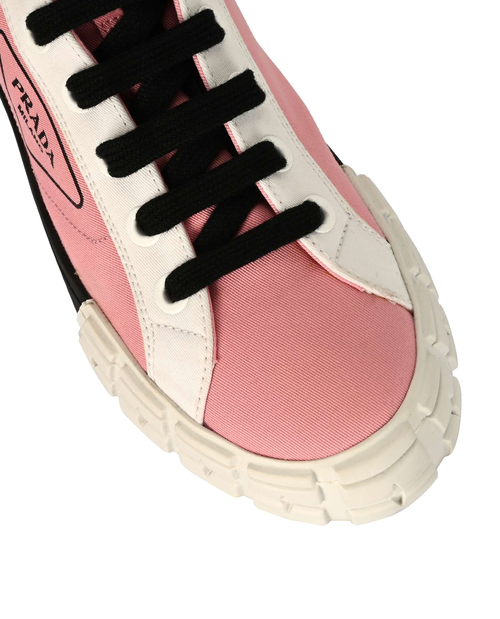 Prada Double Wheel High Top Trainers, &pound;320, Shoes, Black/Pink/White, Canvas/Rubber, Other view