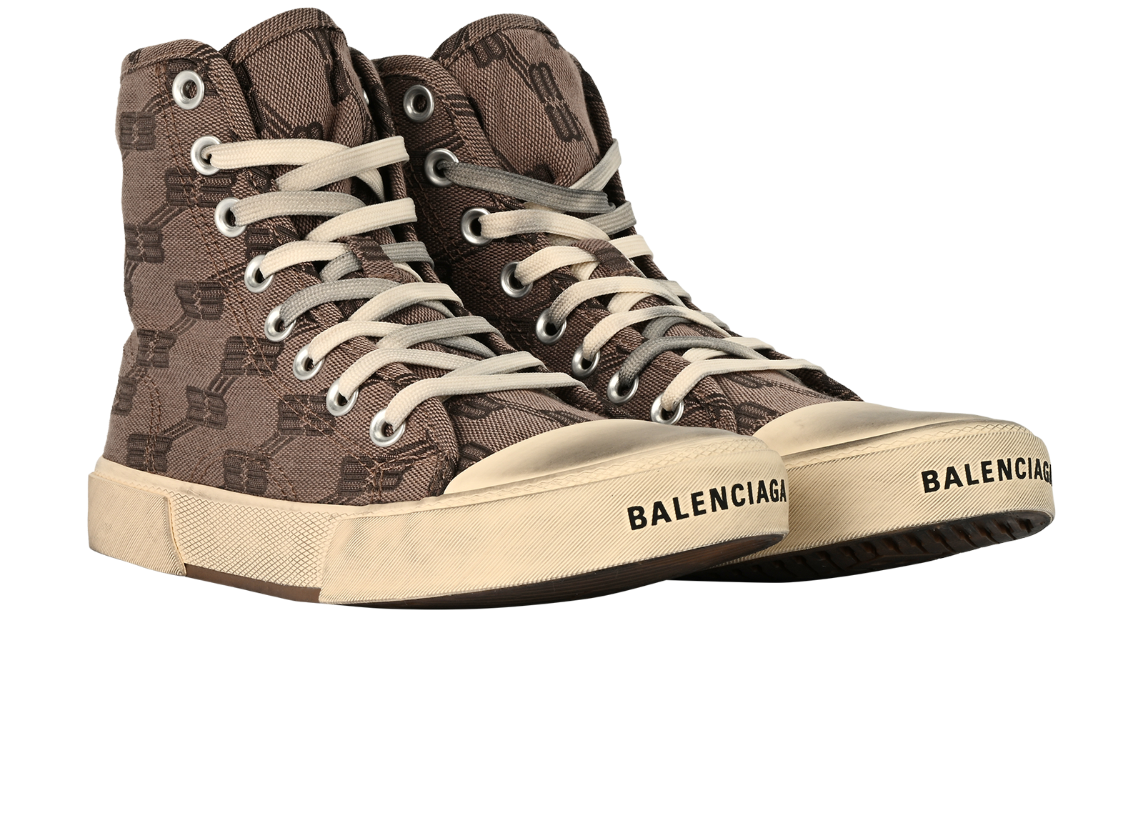 Balenciaga  Paris BB Jacquard Trainers, &pound;230, Shoes, Brown, Canvas, Side view