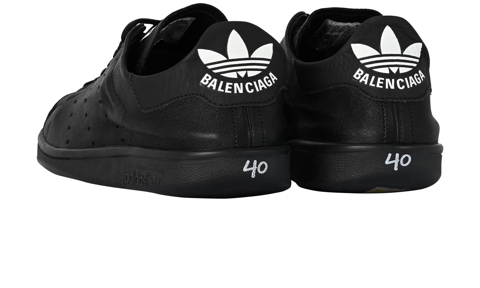 Balenciaga X Adidas Stan Smith, &pound;230, Shoes, Black, Leather, Back view