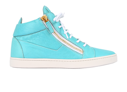 Giuseppe Zanotti Double Zipped Trainers, &pound;220, Shoes, Blue, Leather, Front view