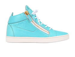 Giuseppe Zanotti Double Zipped Trainers, Leather, Blue, UK5, DB/B, 3*