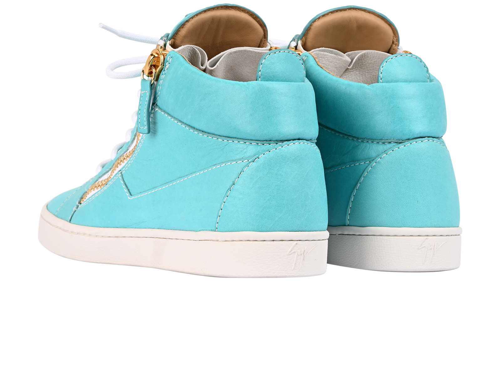 Giuseppe Zanotti Double Zipped Trainers, &pound;220, Shoes, Blue, Leather, Back view