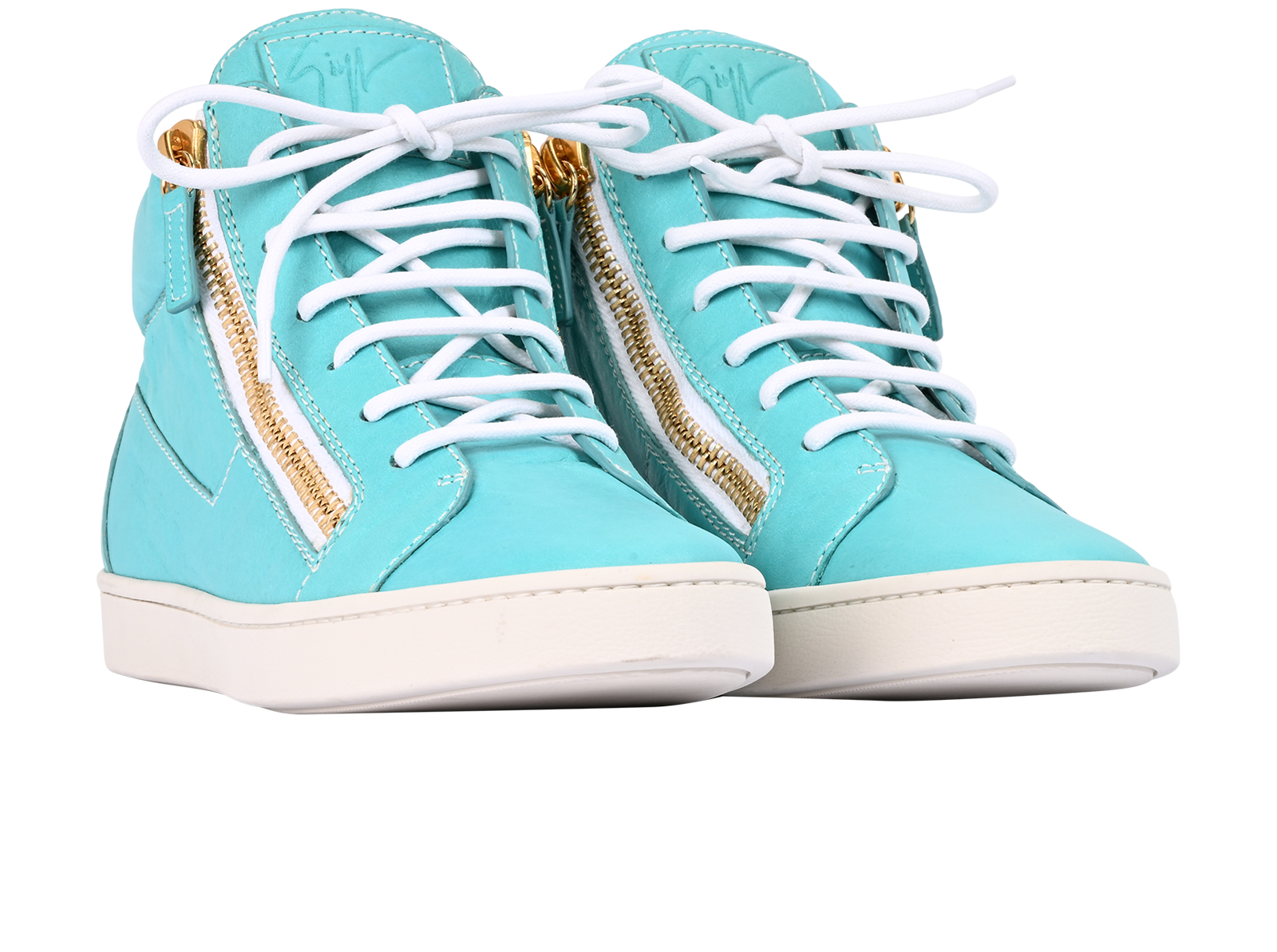 Giuseppe Zanotti Double Zipped Trainers, &pound;220, Shoes, Blue, Leather, Side view