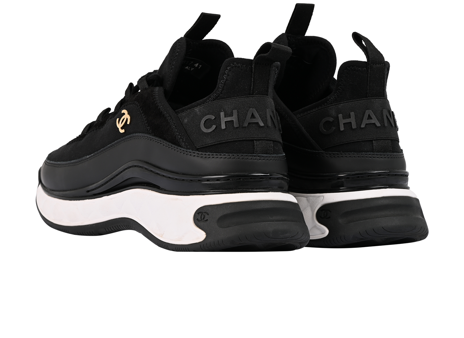 Chanel Low Top Trainers, &pound;450, Shoes, Black, Fabric, Back view