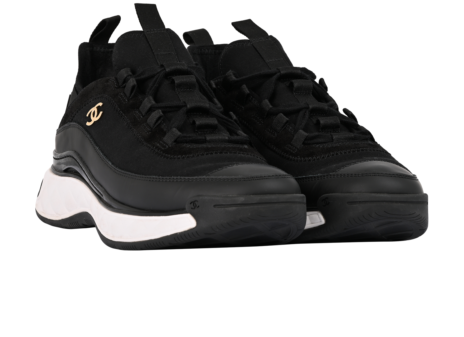 Chanel Low Top Trainers, &pound;450, Shoes, Black, Fabric, Side view