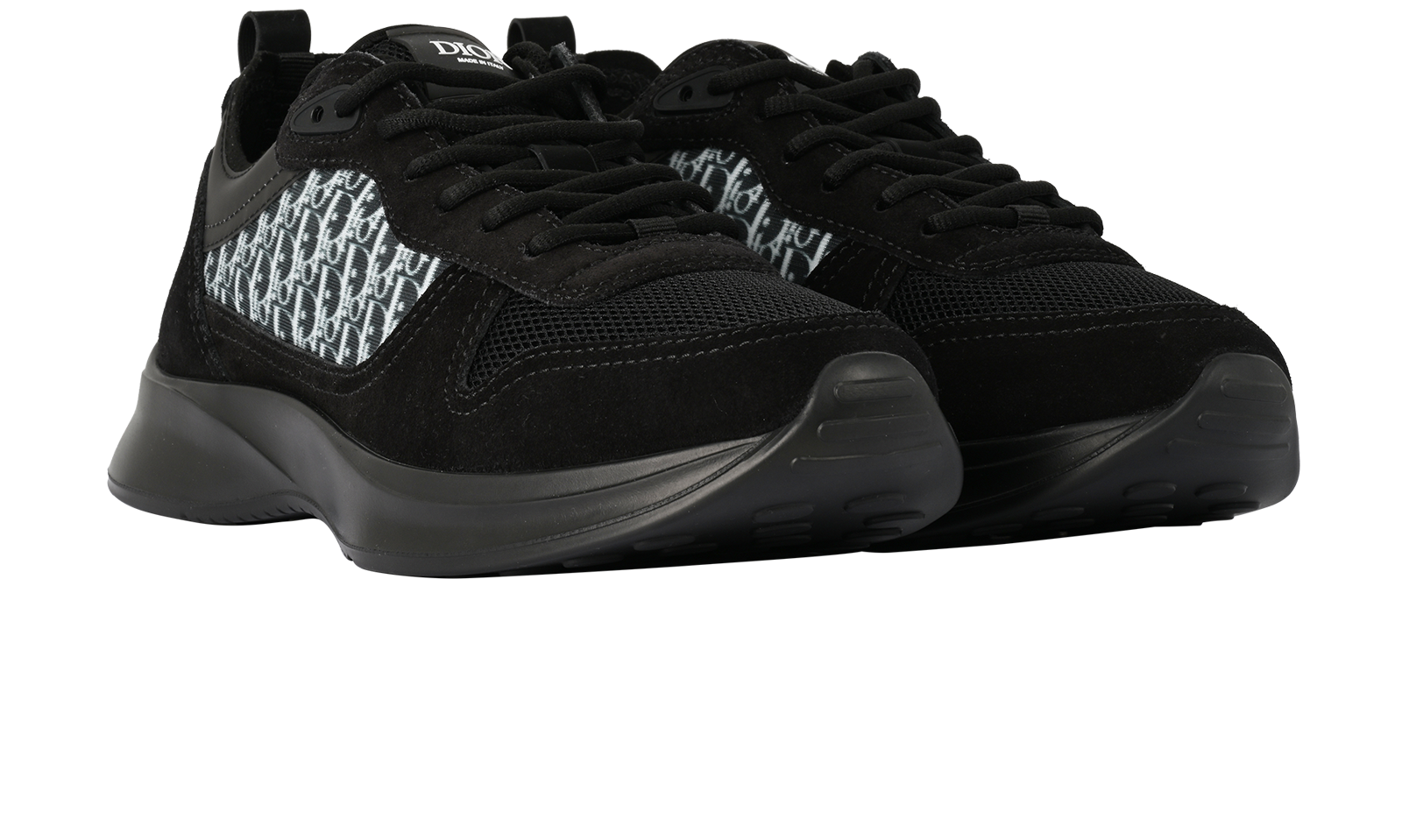 Christian Dior B25 Runner Trainers, &pound;395, Shoes, Black/Blue, Mesh/Suede, Side view